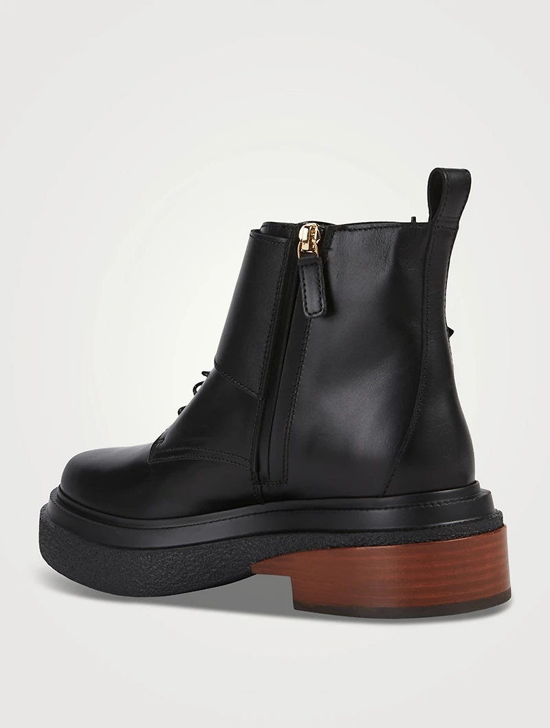 Leather Lace-Up Combat Boots