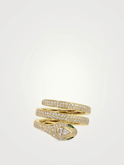 Gold Pavé Snake Coil Ring
