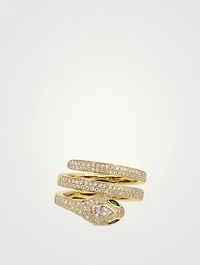 Gold Pavé Snake Coil Ring