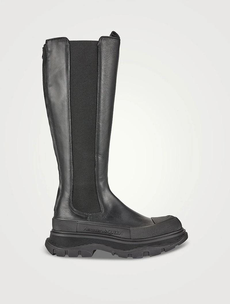 Tread Slick Leather Knee-High Boots