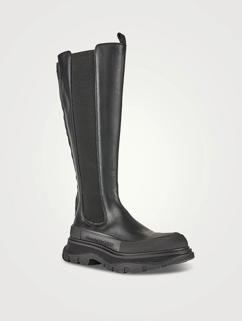 Tread Slick Leather Knee-High Boots