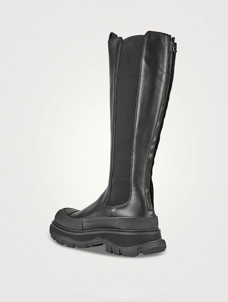 Tread Slick Leather Knee-High Boots