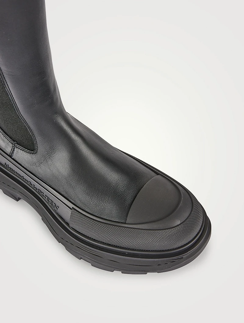 Tread Slick Leather Knee-High Boots