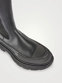 Tread Slick Leather Knee-High Boots