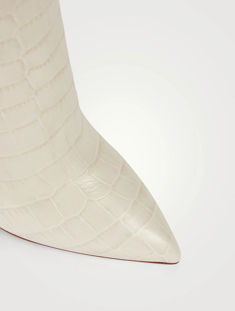 Croc-Embossed Leather Knee-High Boots