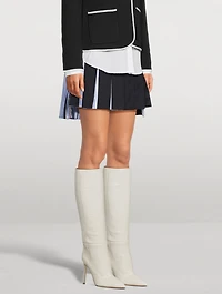 Croc-Embossed Leather Knee-High Boots