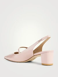 Crystal Fleur Patent Leather Slingback Pumps