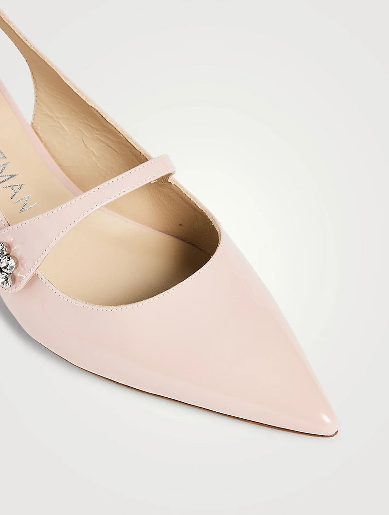 Crystal Fleur Patent Leather Slingback Pumps