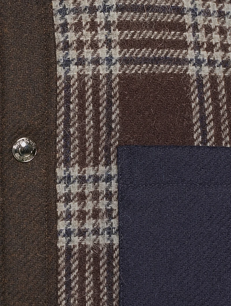 Wool Shirt Jacket Funmix And Check Print