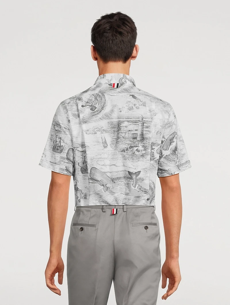 Nautical Toile Poplin Short Sleeve Shirt
