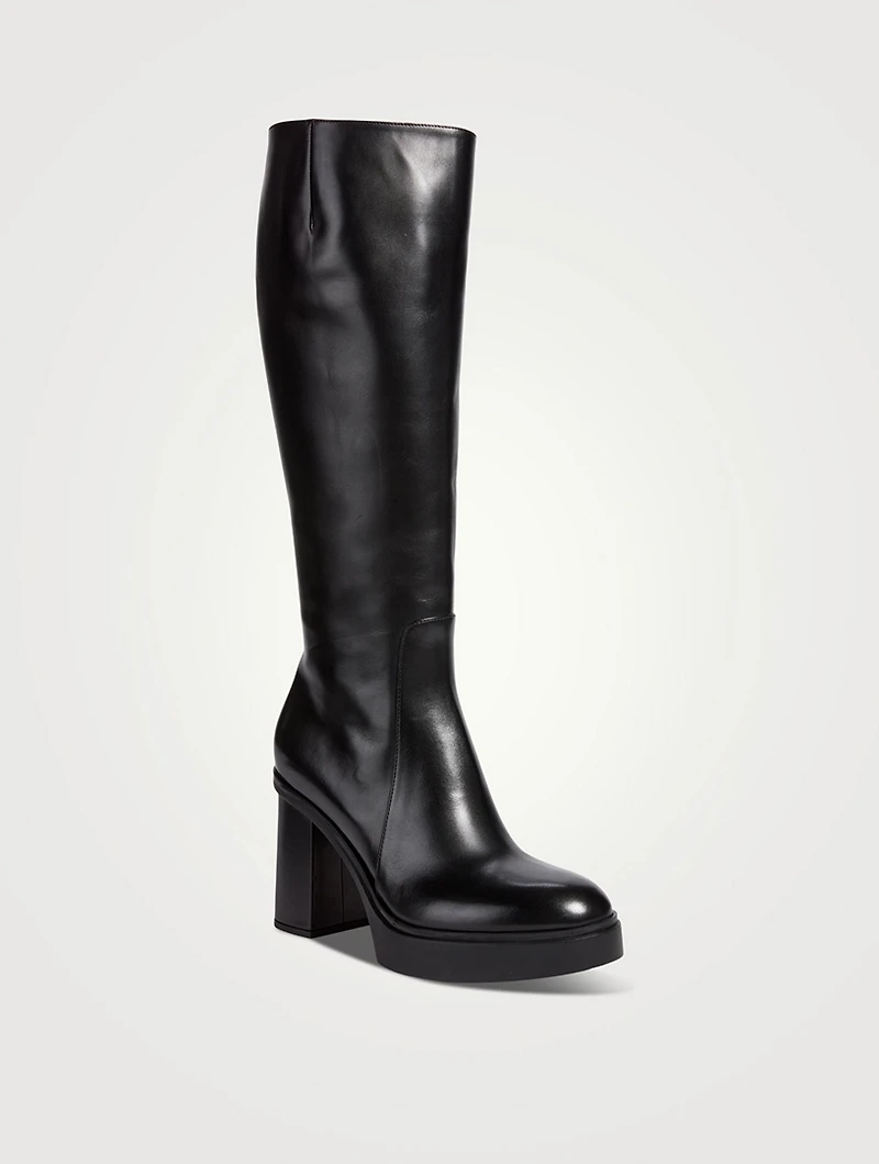 Libra Leather Platform Knee-High Boots