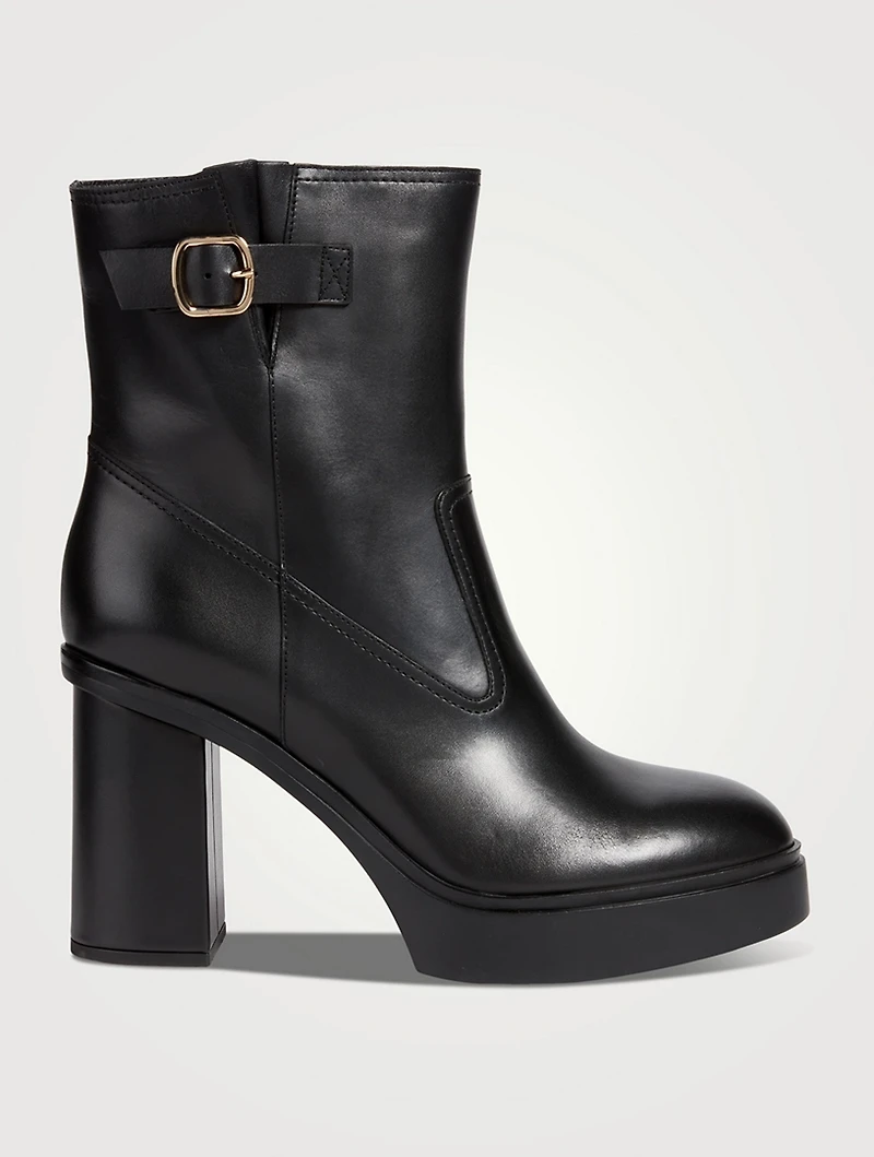 Libra Leather Platform Ankle Boots