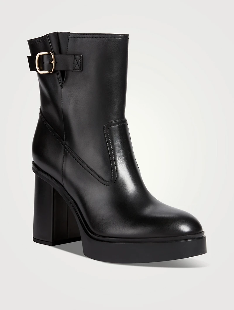Libra Leather Platform Ankle Boots