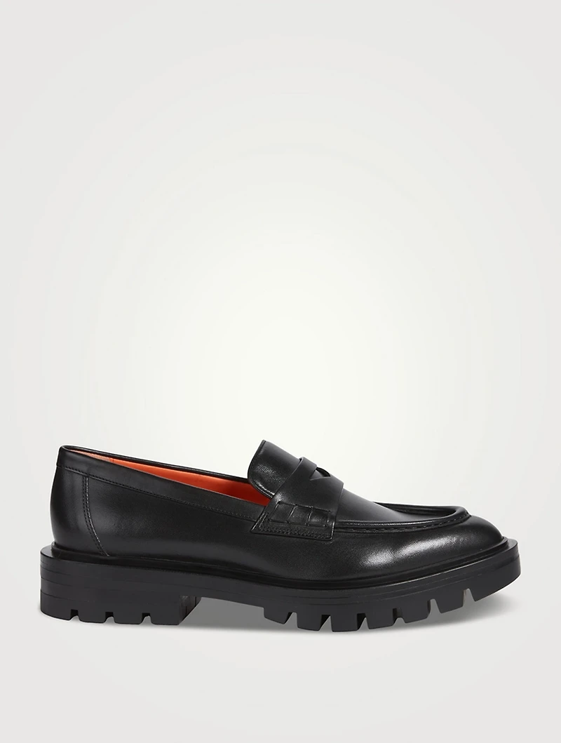 Feline Leather Penny Loafers