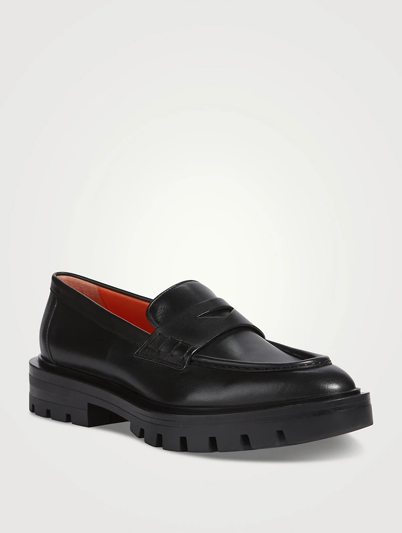Feline Leather Penny Loafers