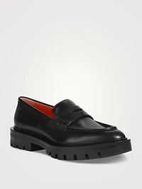 Feline Leather Penny Loafers