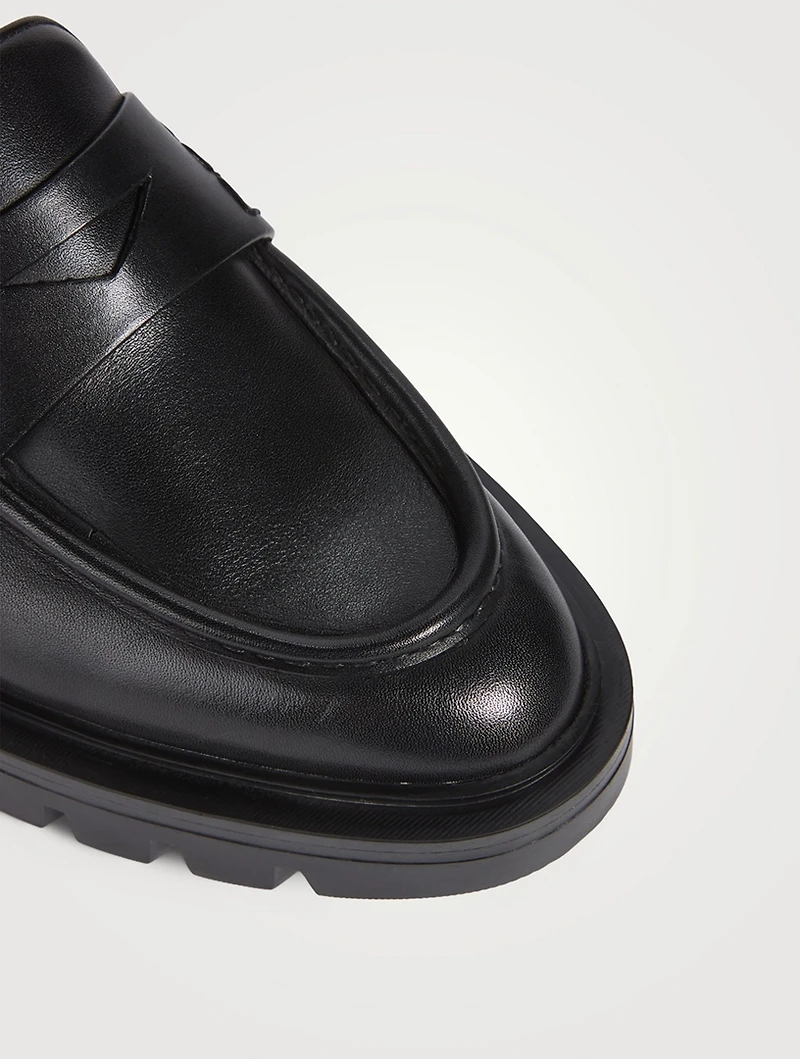 Feline Leather Penny Loafers