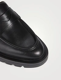 Feline Leather Penny Loafers