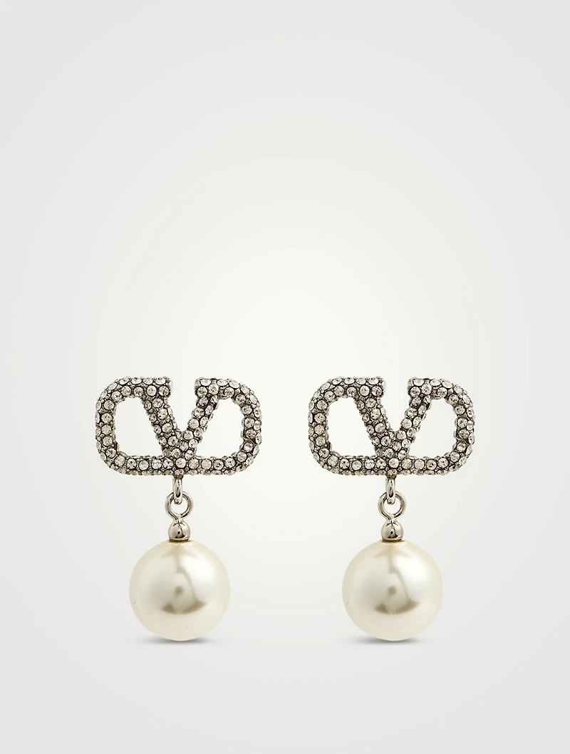 VLOGO Faux Pearl Earrings With Crystals