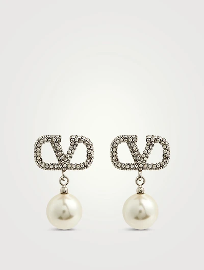 VLOGO Faux Pearl Earrings With Crystals