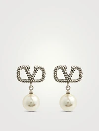 VLOGO Faux Pearl Earrings With Crystals