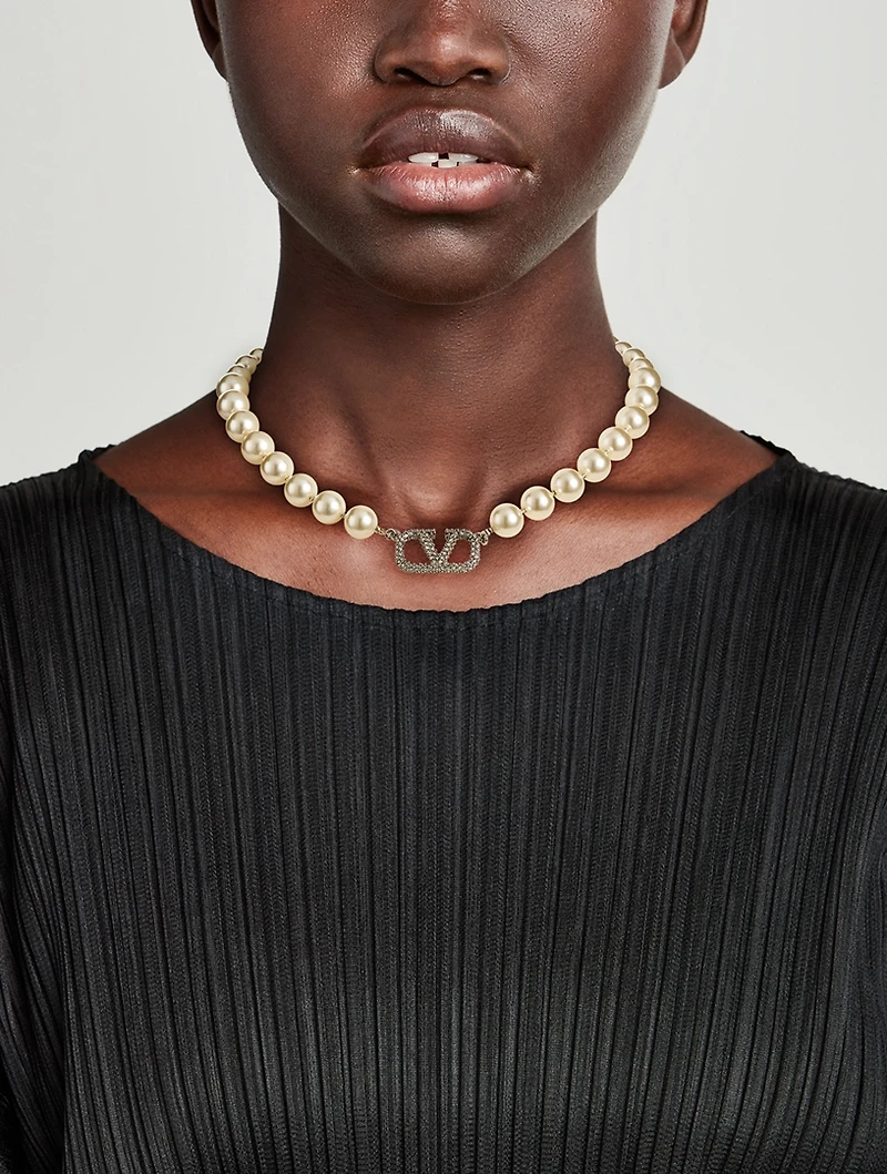VLOGO Faux Pearl Necklace