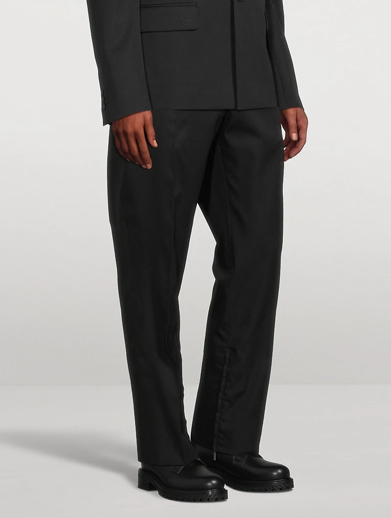 Wool Slim-Fit Pants With Zipper