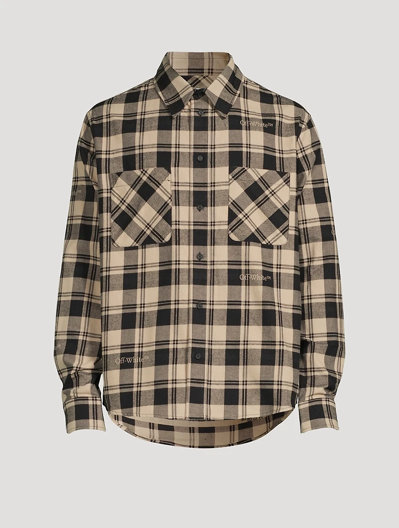 Cotton Flannel Shirt Check Print