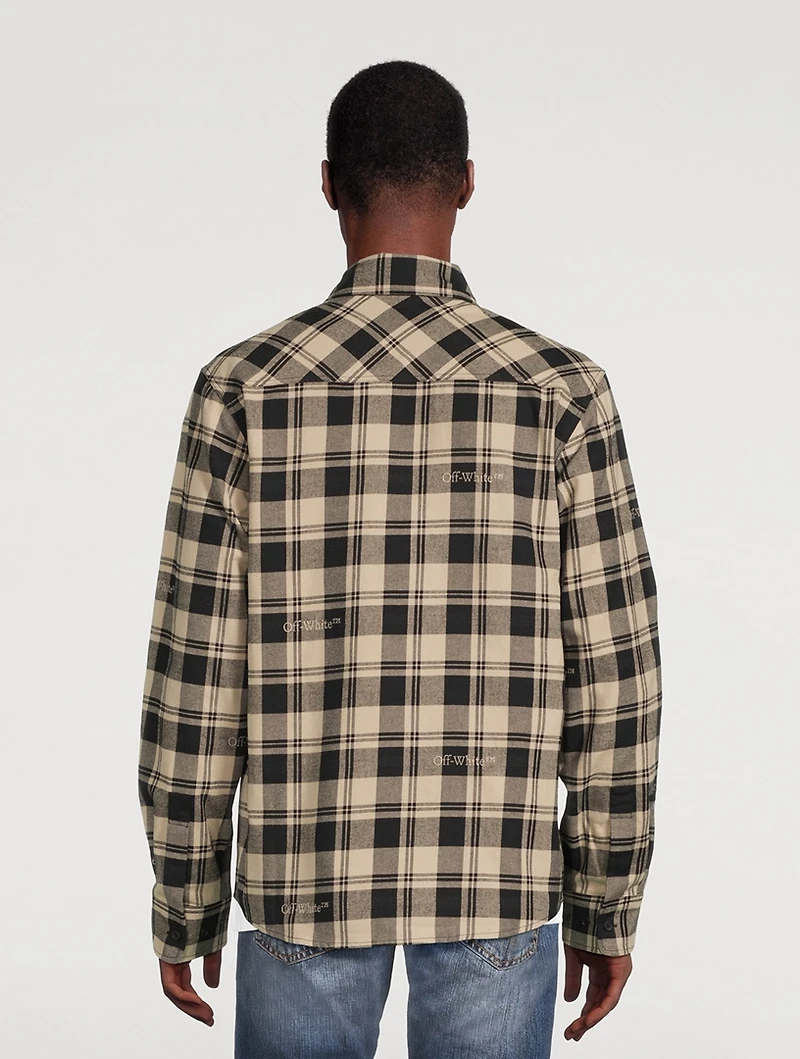 Cotton Flannel Shirt Check Print