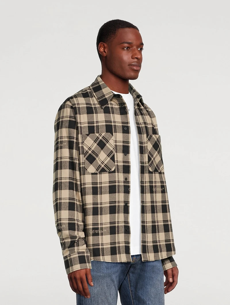 Cotton Flannel Shirt Check Print