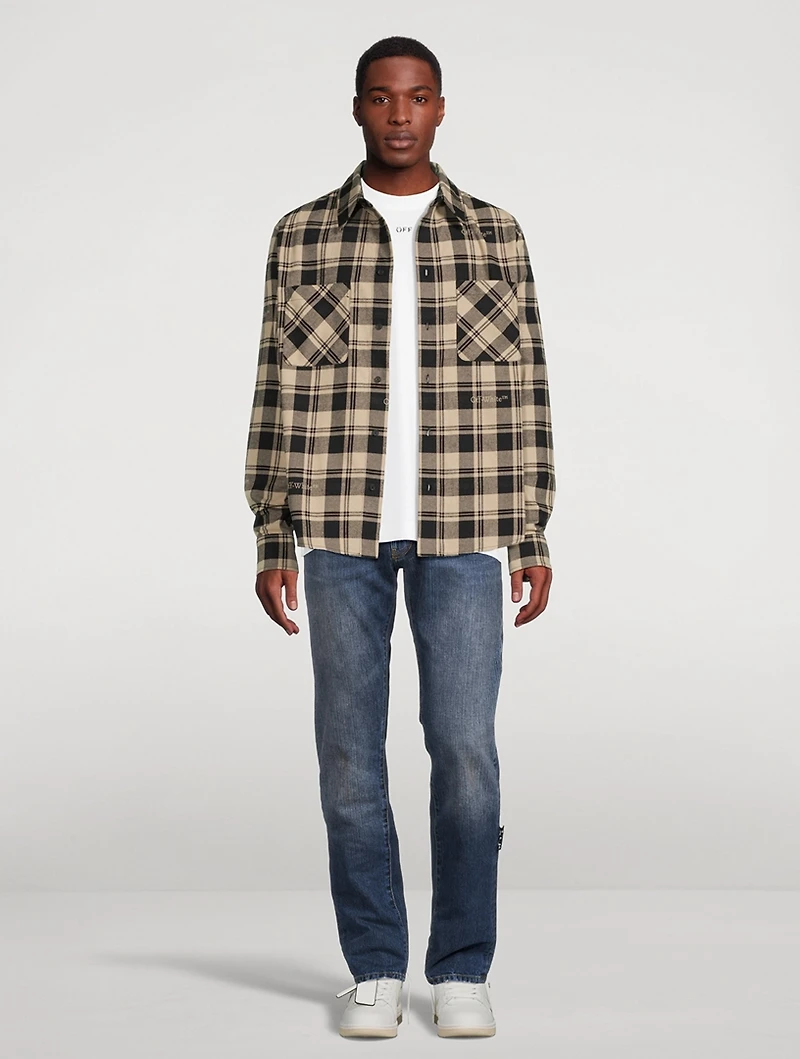 Cotton Flannel Shirt Check Print