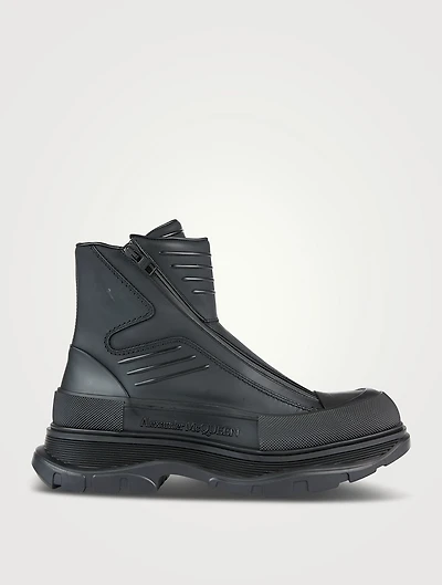 Leather Tread Moto Zip Boots