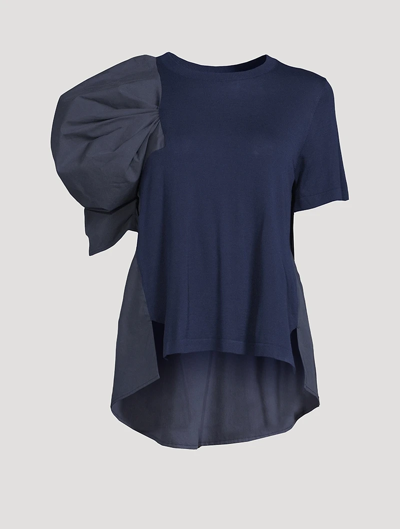 Vanilla Asymmetric Puff-Sleeve T-Shirt