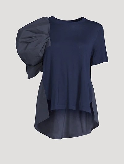Vanilla Asymmetric Puff-Sleeve T-Shirt