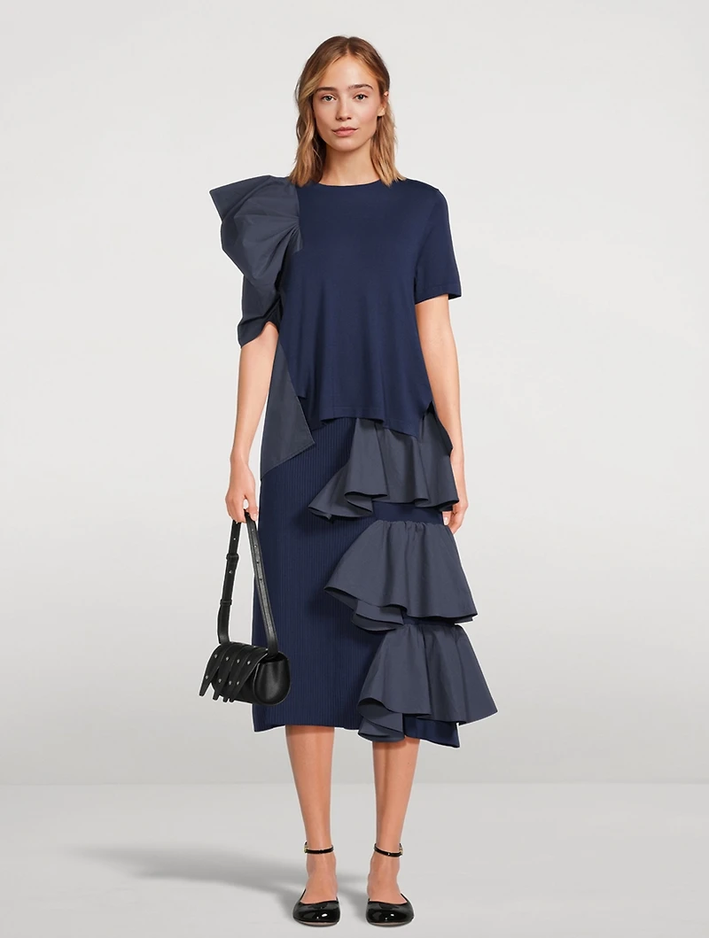 Vanilla Asymmetric Puff-Sleeve T-Shirt