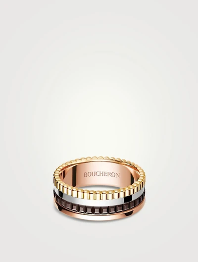 Small Quatre Classique Gold Ring With Brown PVD
