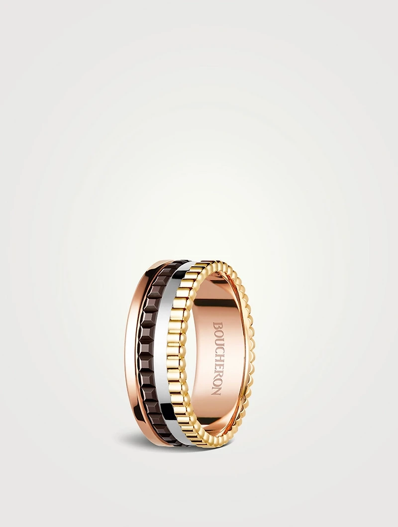 Small Quatre Classique Gold Ring With Brown PVD