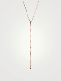 18K Gold Infinity Station Lariat Necklace With Pink Sapphire