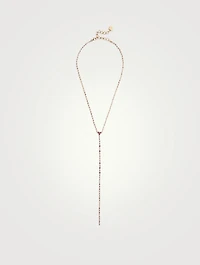 18K Gold Infinity Station Lariat Necklace With Pink Sapphire