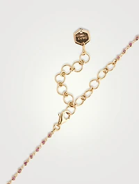 18K Gold Infinity Station Lariat Necklace With Pink Sapphire