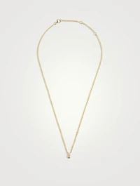 18K Gold Diamond Bezel Pear Pendant Necklace