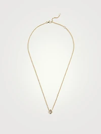18K Gold Diamond Radiant Illusion Pendant Necklace