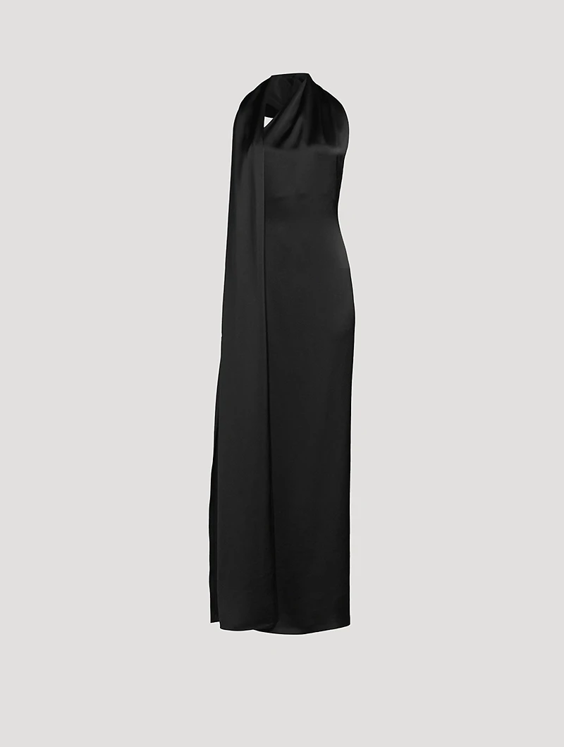 Technical Satin Scarf Gown