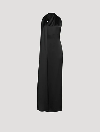 Technical Satin Scarf Gown