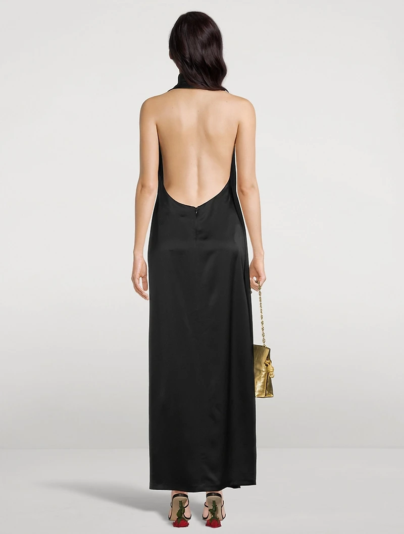 Technical Satin Scarf Gown