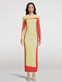 Trompe L'œil Mesh Maxi Dress