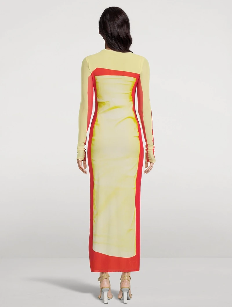 Trompe L'œil Mesh Maxi Dress