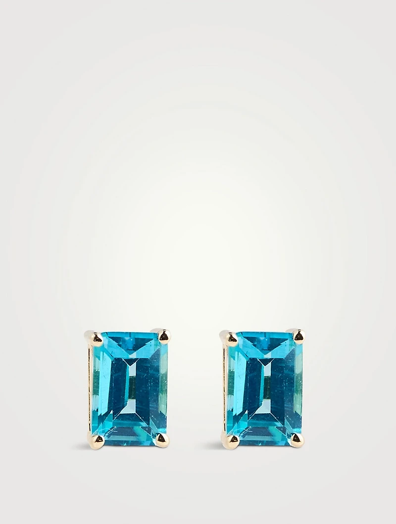 Amalfi 14K Gold Blue Topaz Emerald-Cut Stud Earrings