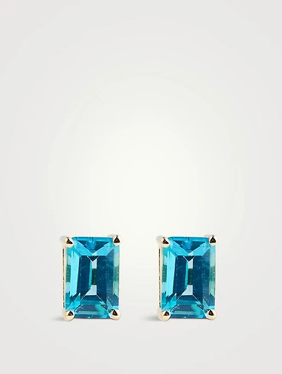 Amalfi 14K Gold Blue Topaz Emerald-Cut Stud Earrings