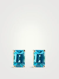 Amalfi 14K Gold Blue Topaz Emerald-Cut Stud Earrings